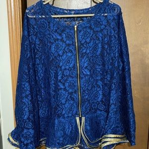Blue lace peplum jacket